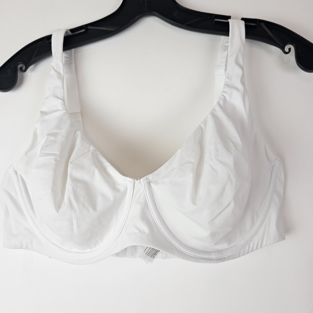 Delimira Sz 40D White Underwire Unpadded Bra Scoop Neck Minimalist Everyday